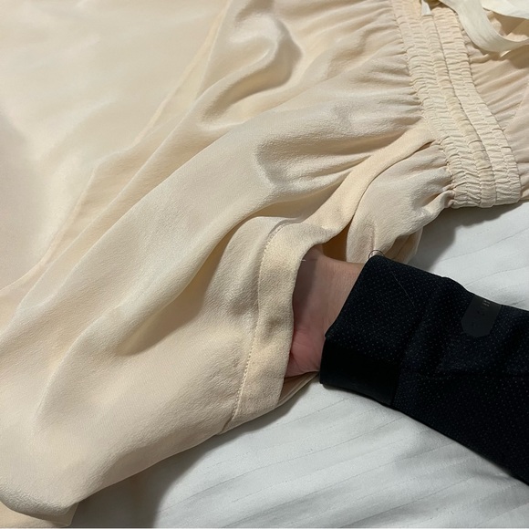 Aritzia Wilfred Silk Sleeveless Tie Waist Racerback Midi Dress Ivory Size Small - Picture 9 of 15